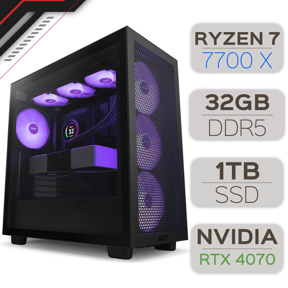 PC WORKSTATION AMD RYZEN 7 7700X, 32 GB de Ram DDR5, 1TB SSD M.2 NVMe, NVIDIA RTX 4070 12GB