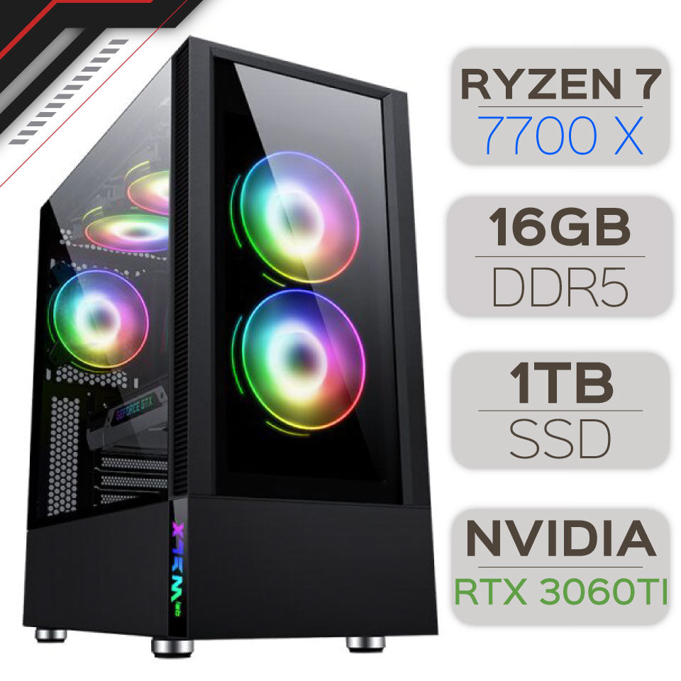 PC WORKSTATION AMD RYZEN 7 7700X, 16 GB de Ram DDR5, 1TB SSD M.2 NVMe, NVIDIA RTX 3060TI 8GB