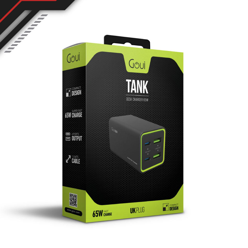 Goui TANK Desktop Charger 65W with 3 Pin UK Plug Power Code