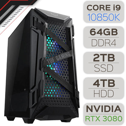 PC WORKSTATION INTEL CORE I9-10850K / 64GB DDR4 / 2TB SSD + 4TB HDD / NVIDIA RTX 3080 10G / GARANTIE 1 AN