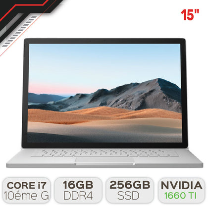 Surface Book 3 I7 10éme / 16Go DDR4 / 256Go SSD / GTX 1660 TI 6Go