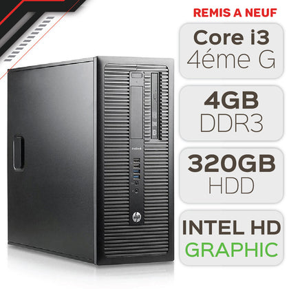 Hp ProDesk 600 G1 MT Core i3-4éme / 4GB DDR3 / 320GB HDD [REMIS A NEUF]