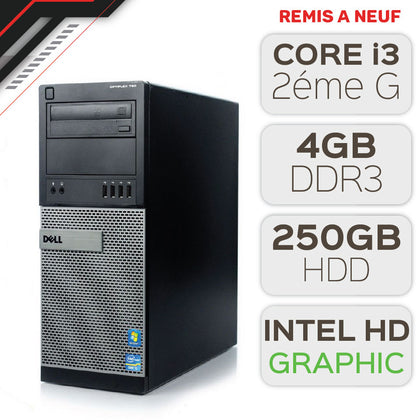 DELL OptiPlex 790 MT Core i3-2éme / 4GB DDR3 / 250GB HDD [REMIS A NEUF]