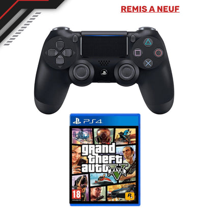 Manette PS4 ORIGINAL [REMIS À NEUF] + JEU GRAND THEFT AUTO 5 PREMIUM EDITION