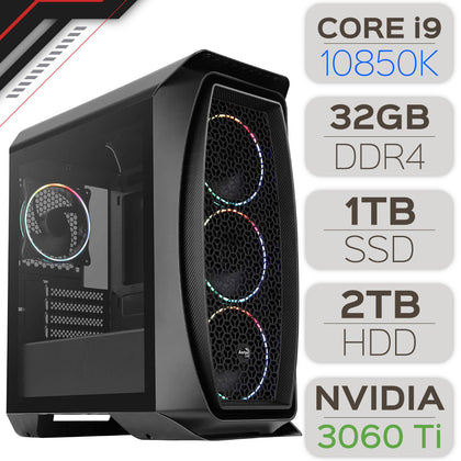 PC WORKSTATION INTEL CORE I9-10850K / 32GB DDR4 / 1TB SSD + 2TB HDD / NVIDIA RTX 3060 Ti 8G / GARANTIE 1 AN