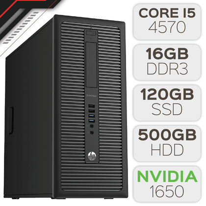 PC GAMER HP 800 G1 I5-4éme / 16GB DDR3 / 128GB + 500GB / NVIDIA GTX 1650 4G