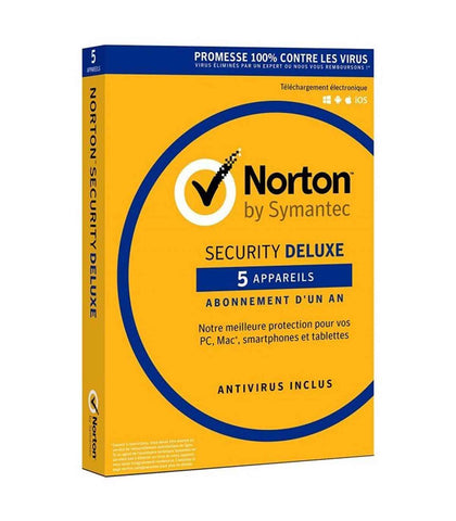 Norton Security Deluxe - 1 An - 5 Appareils - CD Inclus