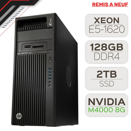 HP Workstation Z440 Intel Core Xeon E5-1620 v3 / 128GB DDR4 / 2TB SSD / NVIDIA QUADRO M4000 8G (Remsi à neuf)